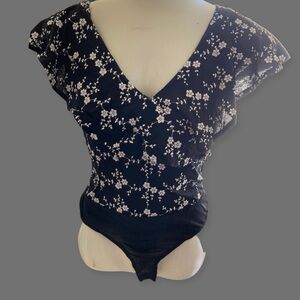 Roommates Black Floral Bodysuit